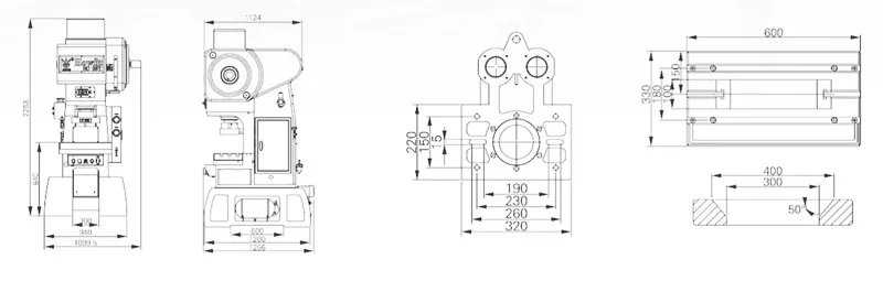 Dimension of HC-25T High Speed Precision Press