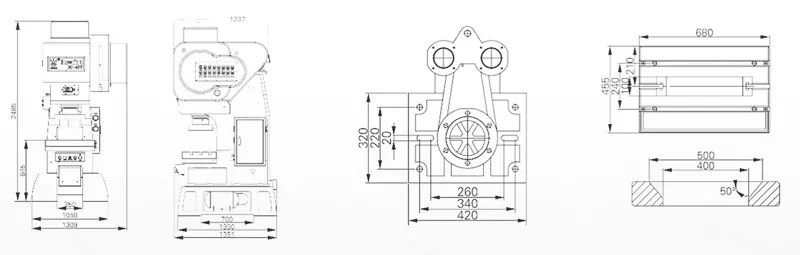 Dimension of HC-45T High Speed Precision Press