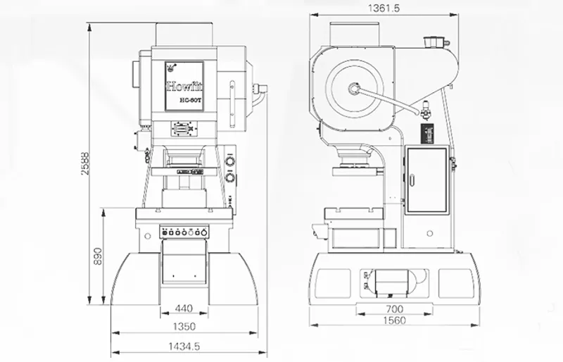 Dimension of HC-65T High Speed Precision Press