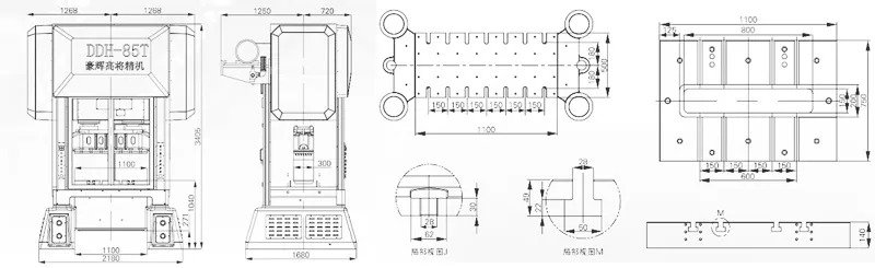 Dimensions of DDH-85T HOWFIT High Speed Precision Press