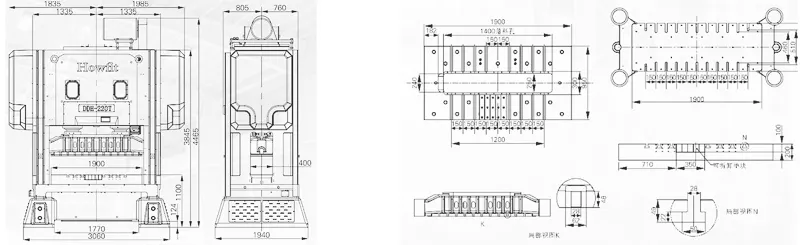 Dimensions of DDH-220T HOWFIT High Speed Precision Press