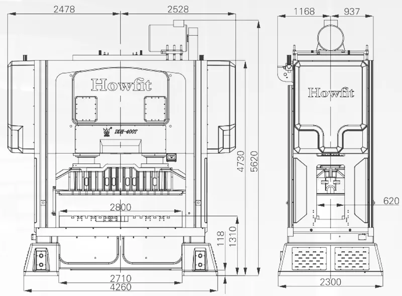 Dimensions of DDH-400T HOWFIT High Speed Precision Press