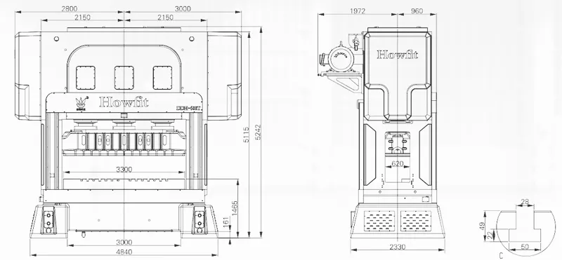 Dimensions of DDH-550T HOWFIT High Speed Precision Press