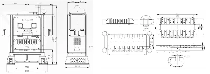 dimensions of DDL-300T HOWFIT High Speed Precision Press