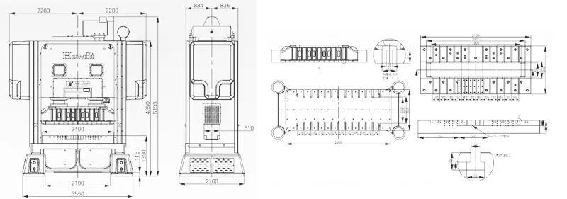 dimensions of DDL-360T HOWFIT High Speed Precision Press