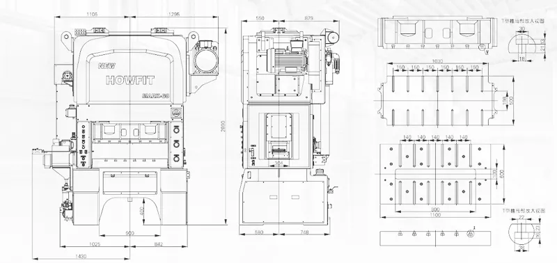 dimensions of MARX-60T Knuckle Type High Speed Precision Press